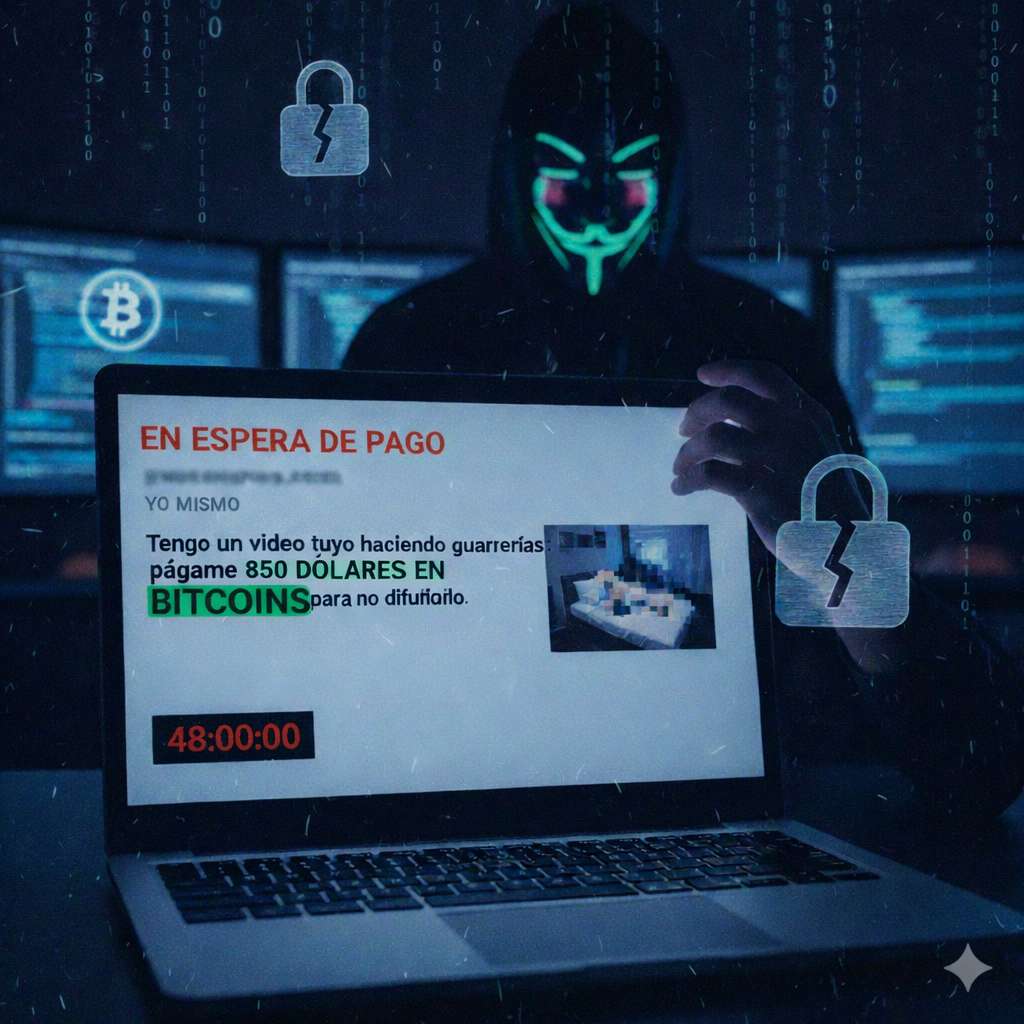 «Tengo un video tuyo haciendo guarrerías: págame 850 dólares en bitcoins para no difundirlo»
